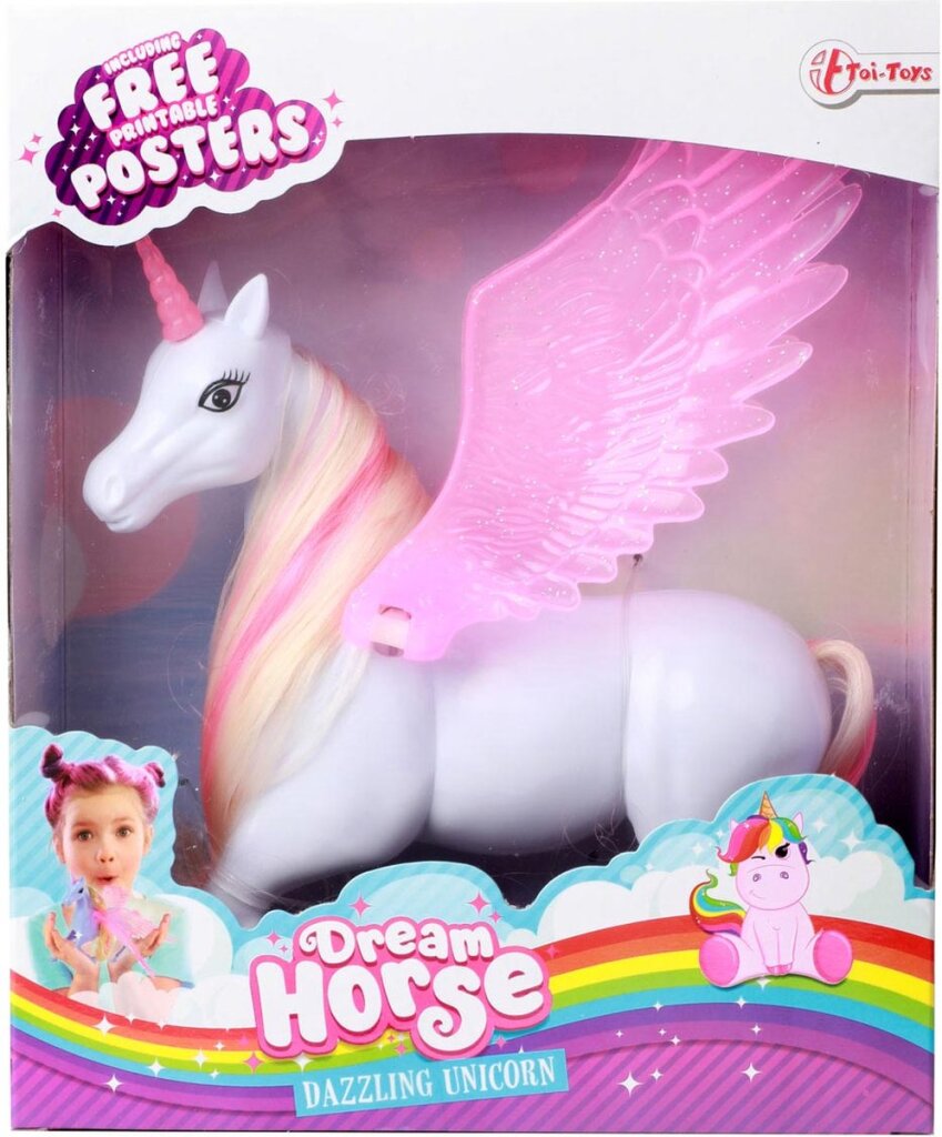 Toi-toys figurine de jeu licorne cheval de rêve avec ailes mobiles