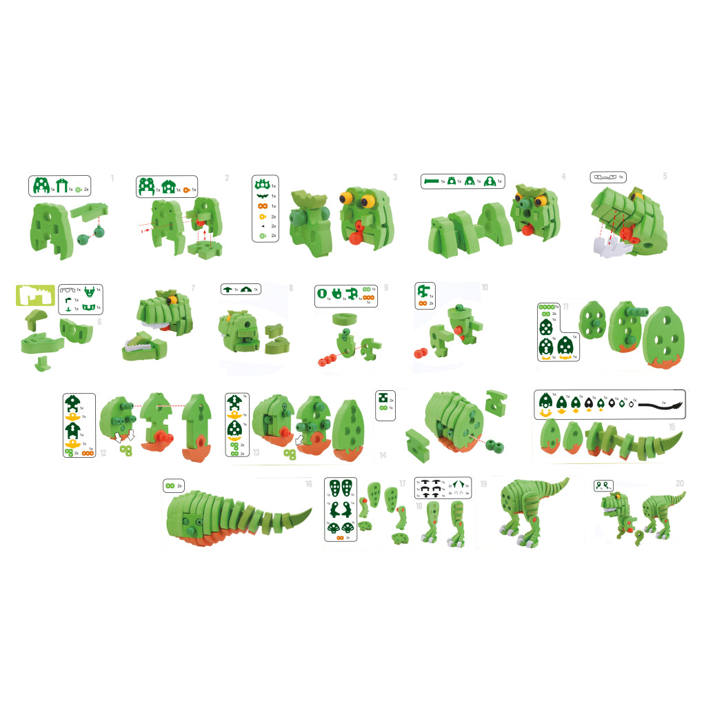 Toi-toys puzzle artisanal dinosaure 25,8 cm vert 104 pièces