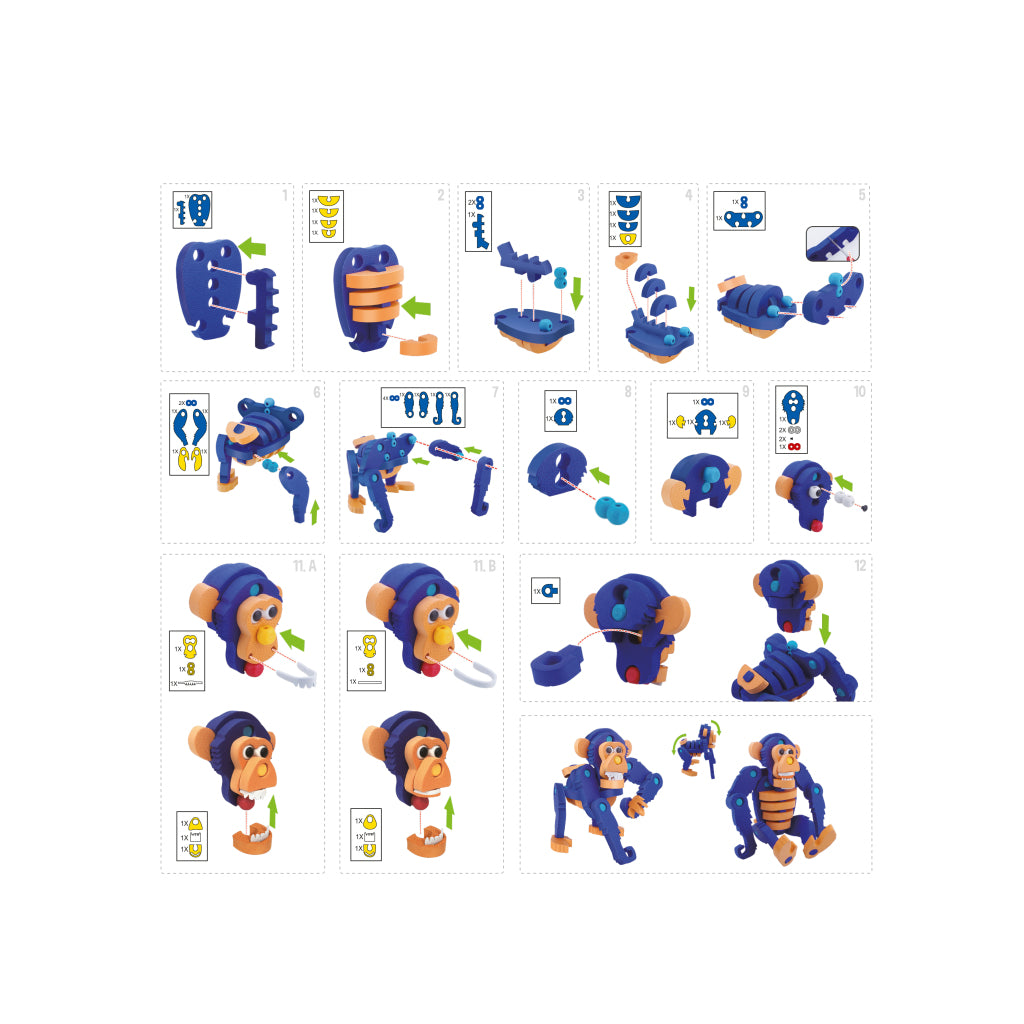 Toi-toys puzzle artisanal singe junior 25,8 cm bleu 59 pièces