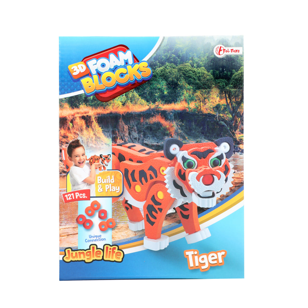 Toi-toys puzzle 3D tigre junior 31,5 cm mousse orange 121 pièces