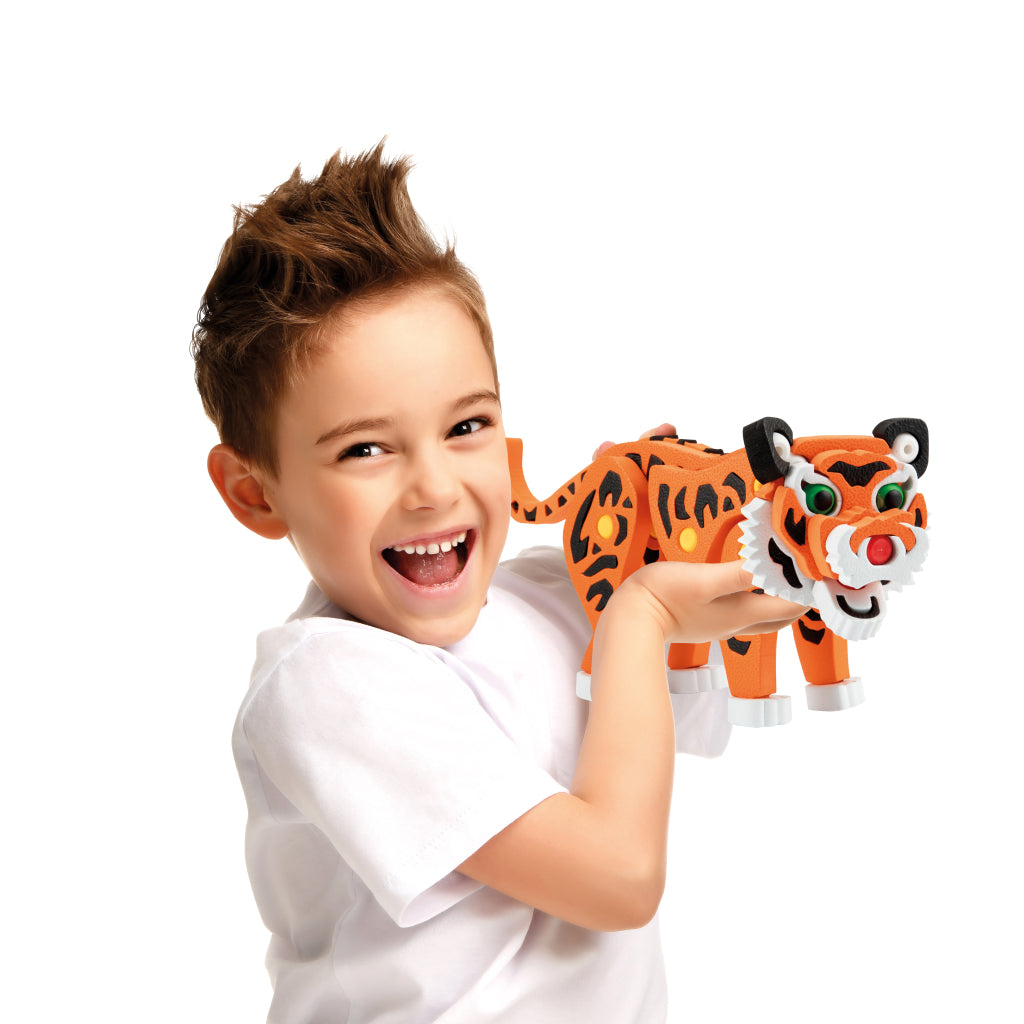 Toi-toys puzzle 3D tigre junior 31,5 cm mousse orange 121 pièces