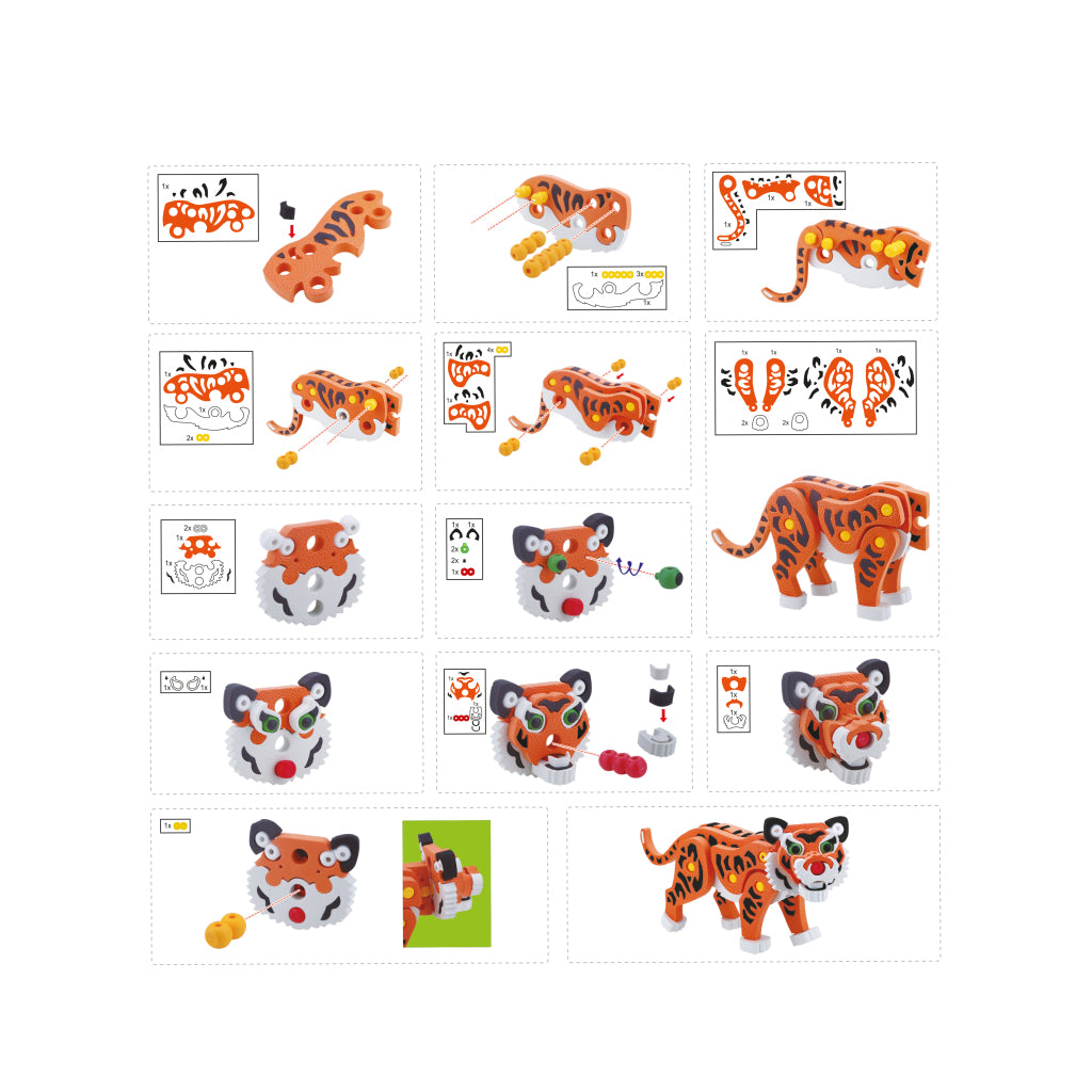 Toi-toys puzzle 3D tigre junior 31,5 cm mousse orange 121 pièces