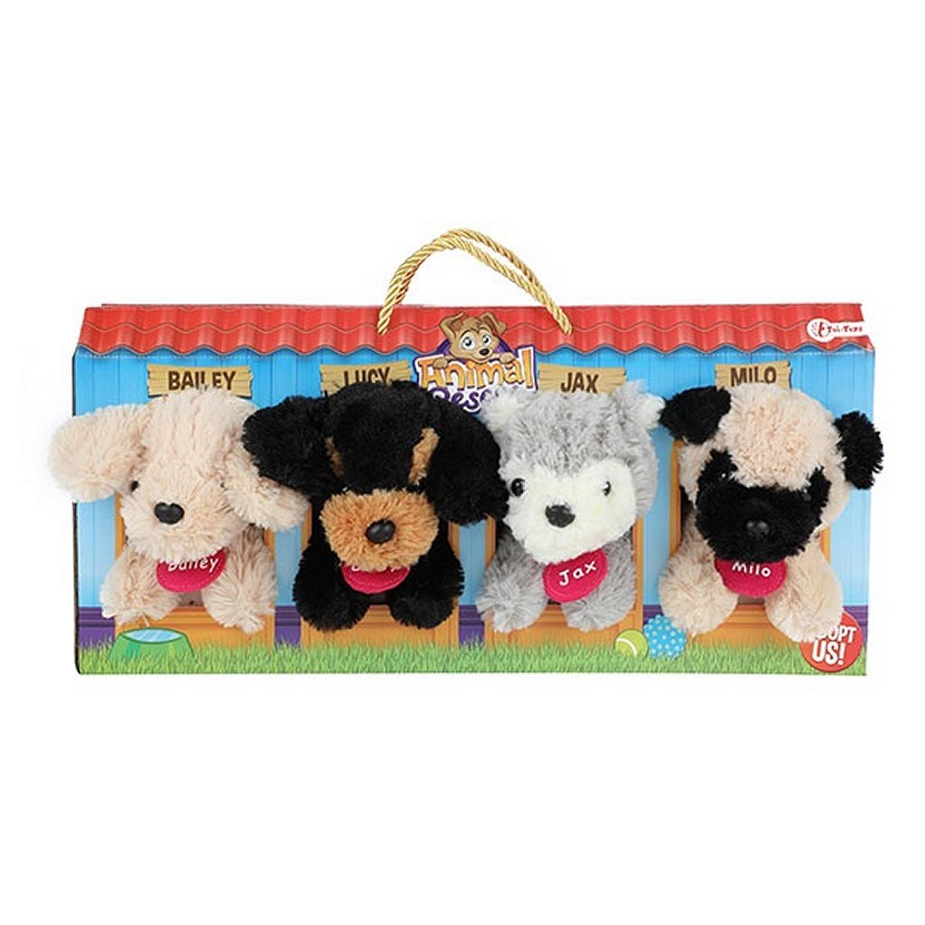 Toi-toys peluche chiens dans une valise niche 4 pièces