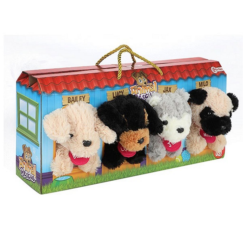 Toi-toys peluche chiens dans une valise niche 4 pièces