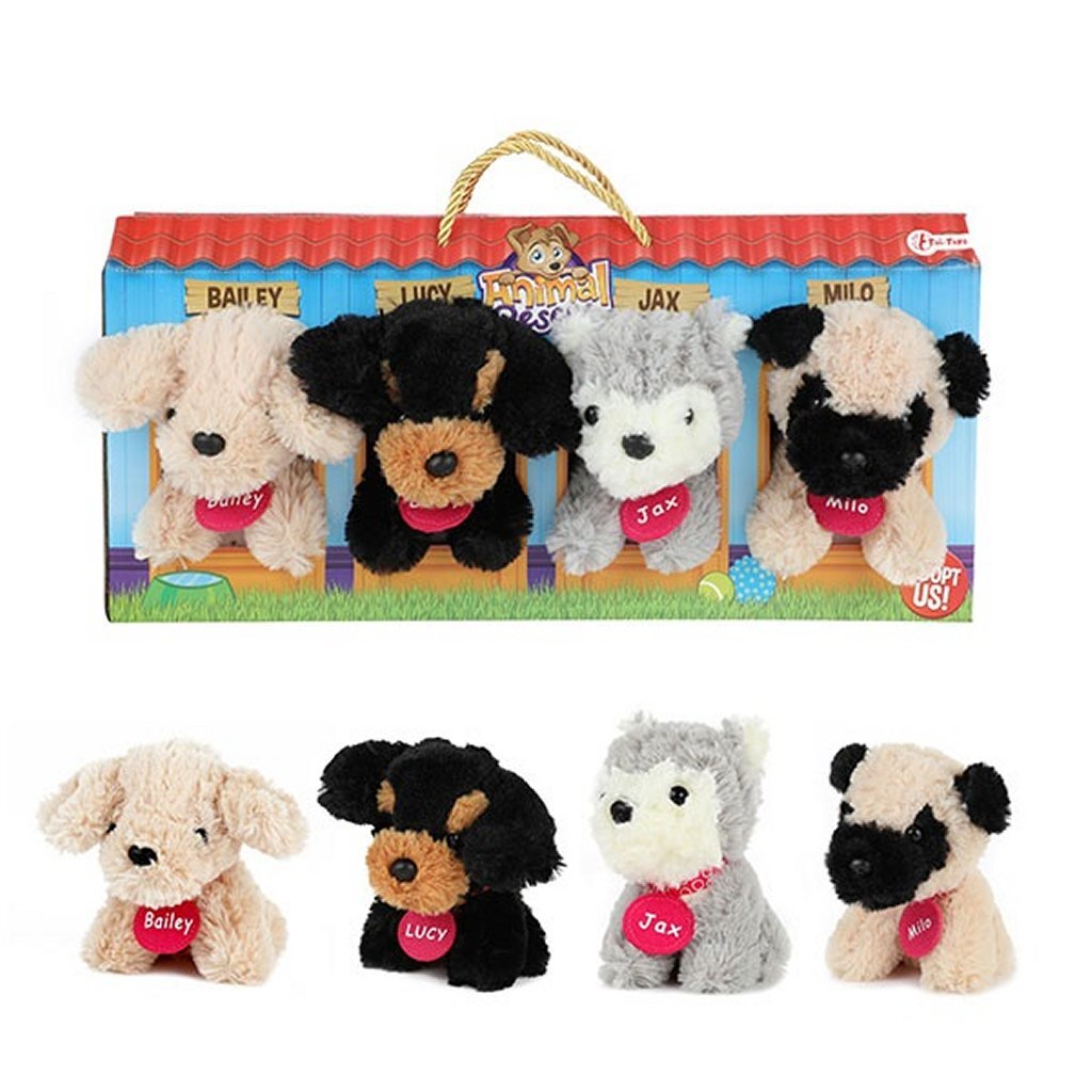 Toi-toys peluche chiens dans une valise niche 4 pièces