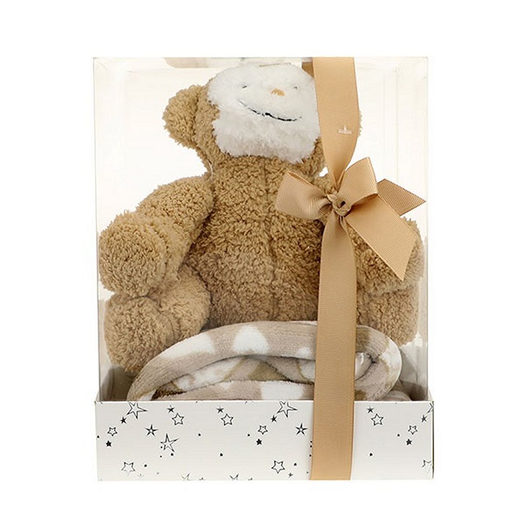 Toi-toys peluche singe + couverture câline dans un coffret cadeau