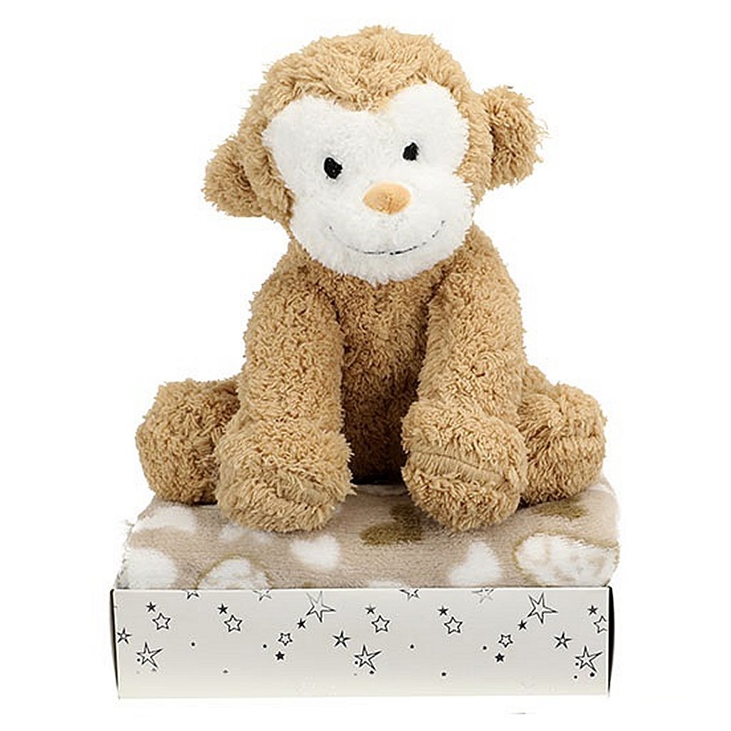 Toi-toys peluche singe + couverture câline dans un coffret cadeau
