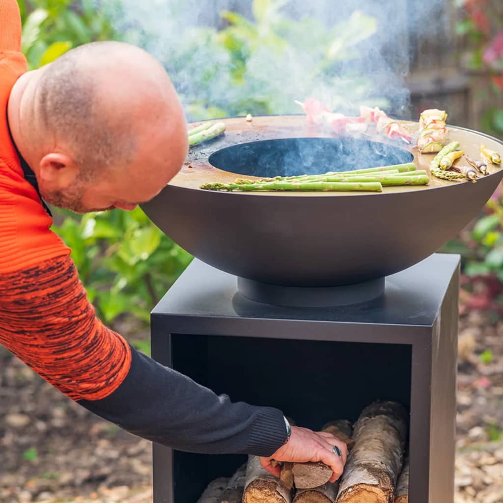 Bol de pompiers à feu rouge avec Barbecuegrill onyx avec couverture 60 cm