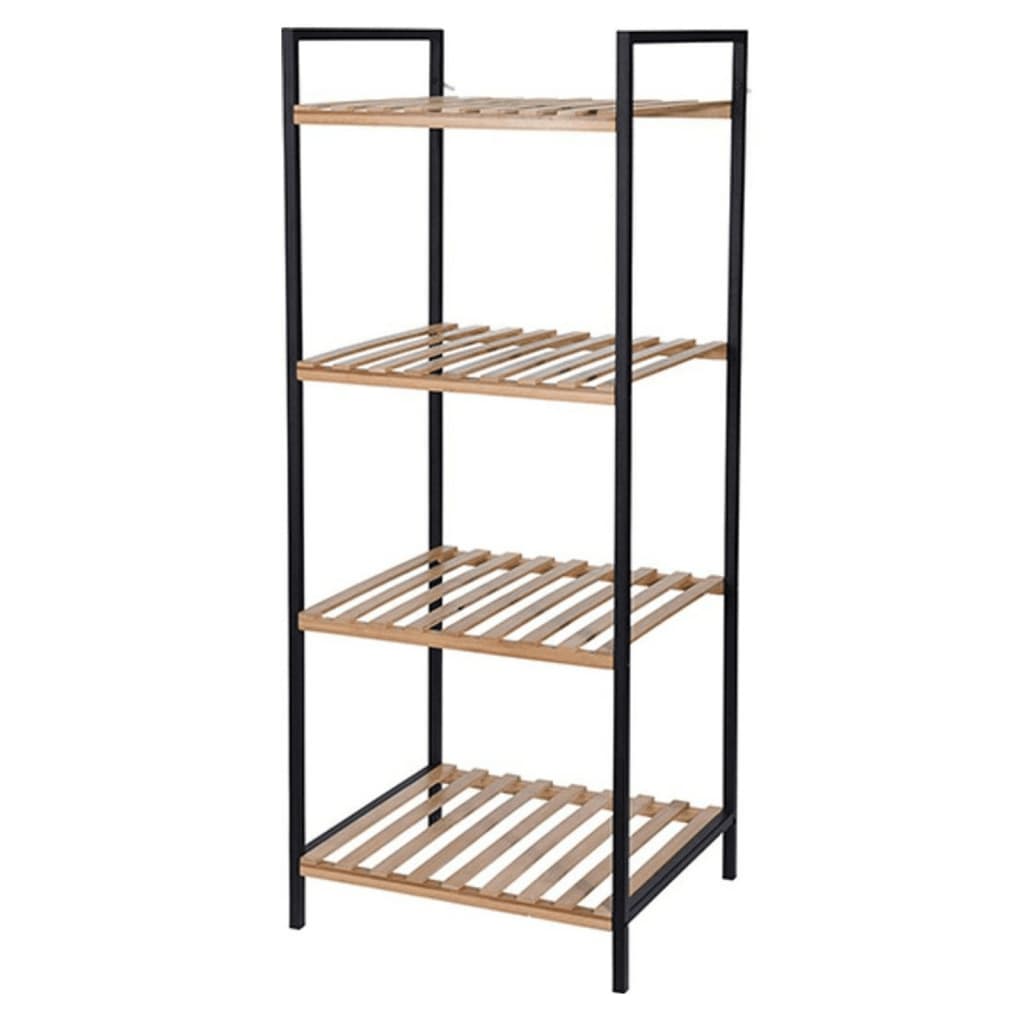 Rack de rangement de solutions de salle de bain avec 4 étagères de bambou et d'acier