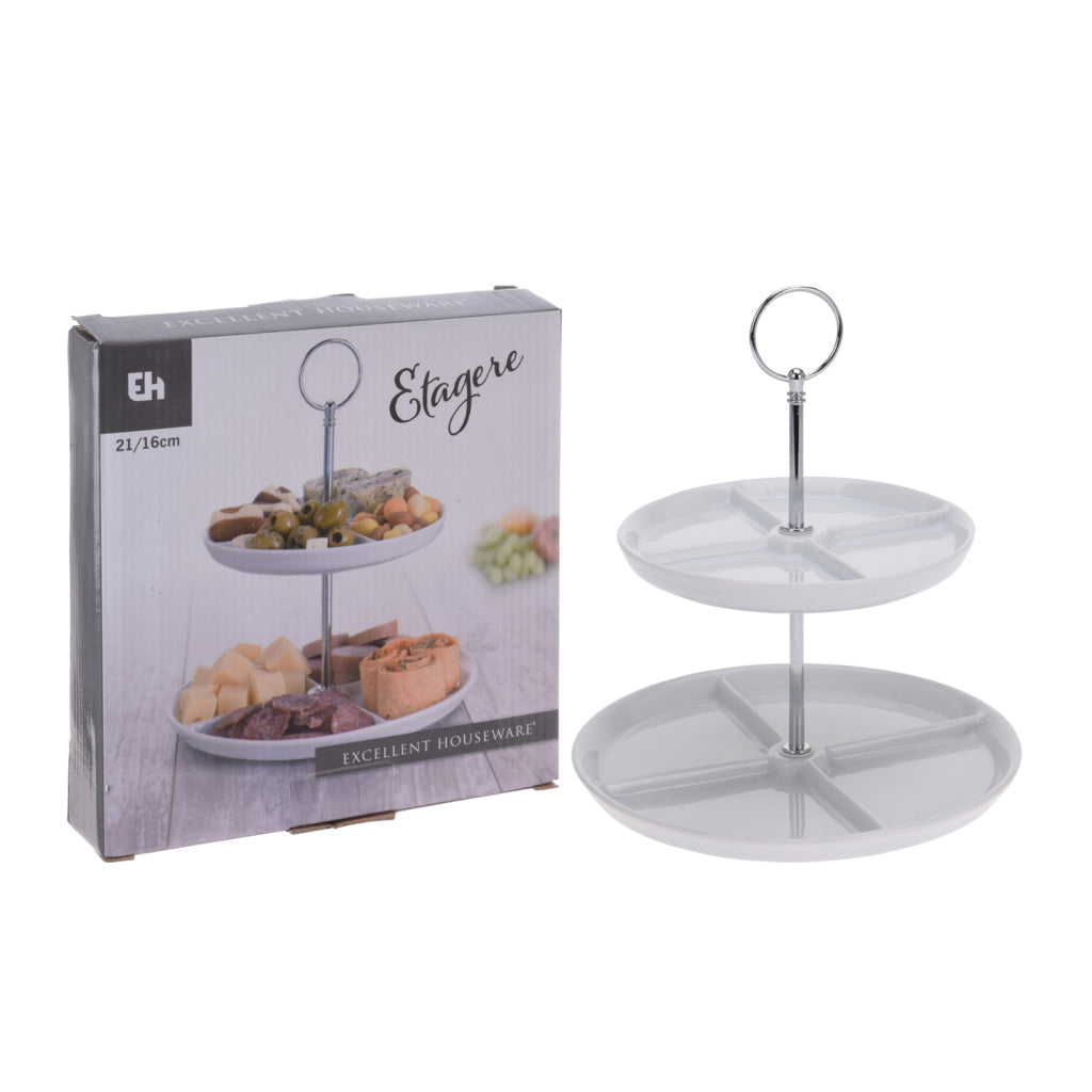 Excellent Houseware Houseware Etagere Division 2 couches en porcelaine