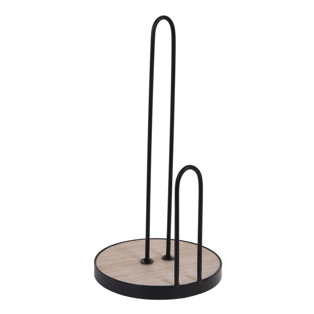 Excellent Houseware Houseware Porte-Rouleau de Cuisine 5x30 cm Bois Noir Métal