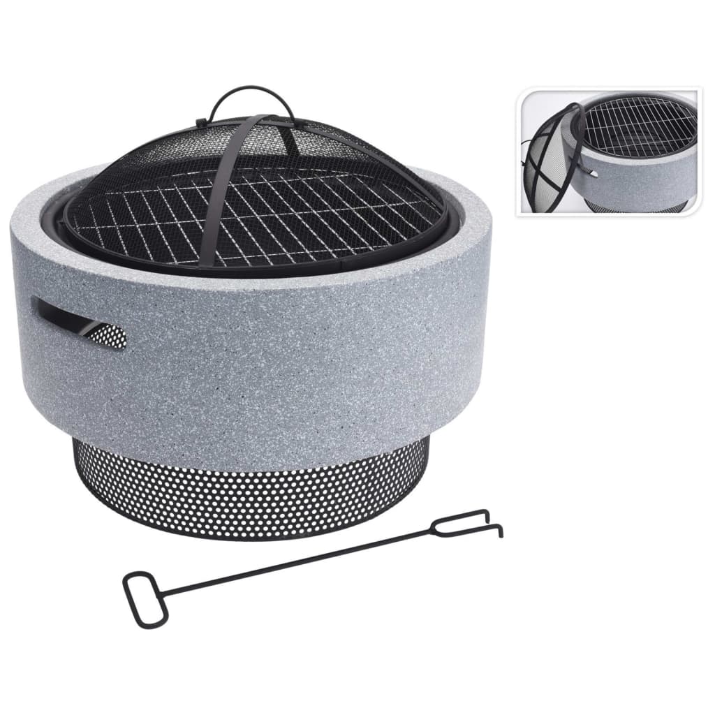 Progarden Fire Bowl avec calandre de barbecue autour de 52x18,5 cm gris clair