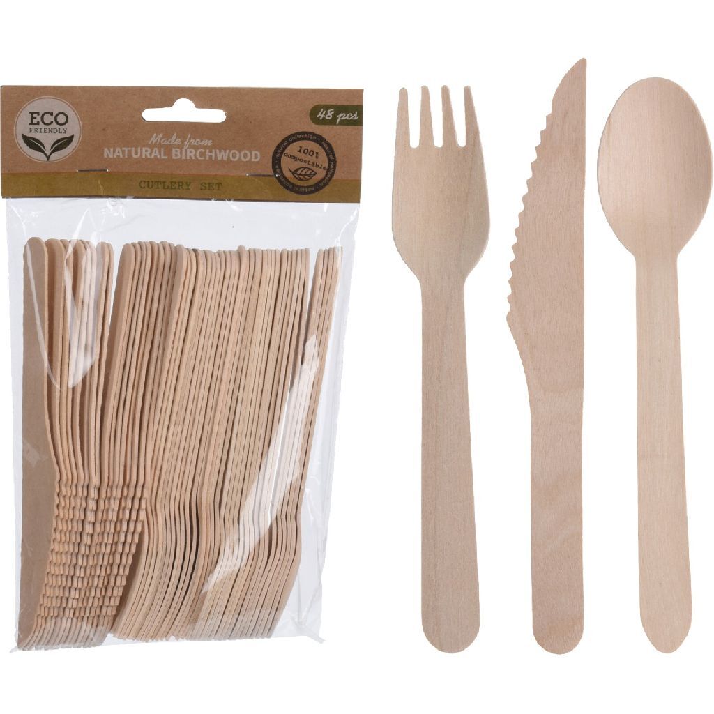 Ménagère de base en bois 48 pièces