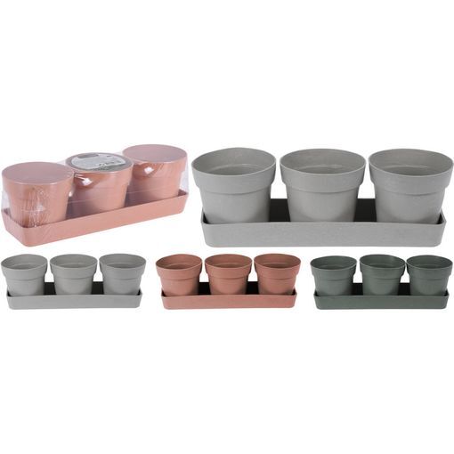 Autres marques pots de fleurs trois pièces en bambou différentes couleurs