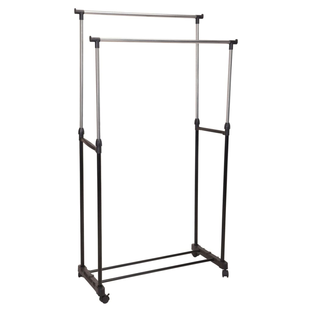 Solutions de rangement Rack de vêtements avec roues doubles 80x42x (90-160) cm