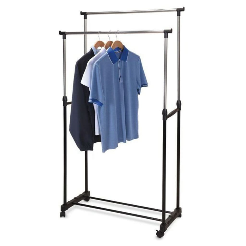Solutions de rangement Rack de vêtements avec roues doubles 80x42x (90-160) cm
