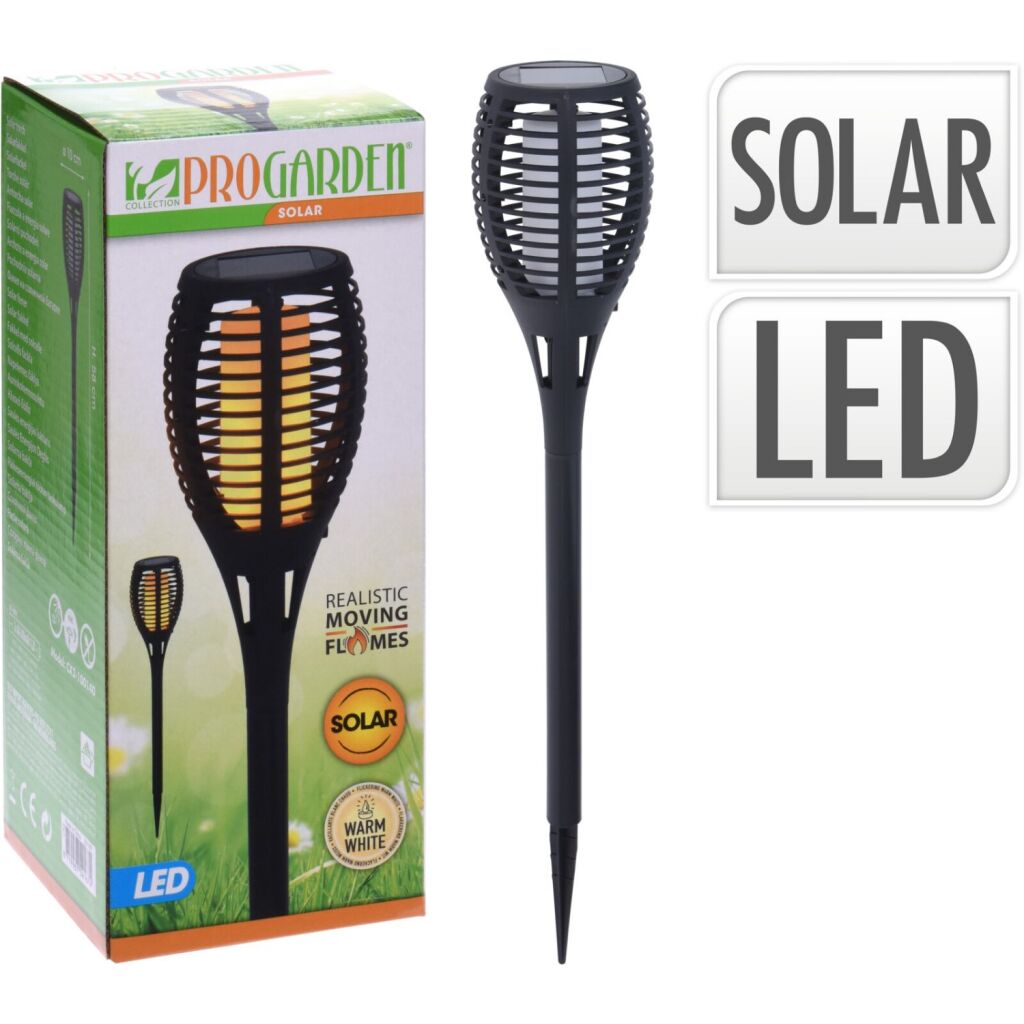 Lampe torche LED solaire de jardin Pro 10x58 cm noire