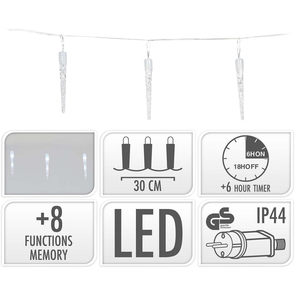 S.I.A. S.I.A. Guirlandes Lumineuse de Noël Glaçons 6M 40 LEDs IP44 + Minuterie