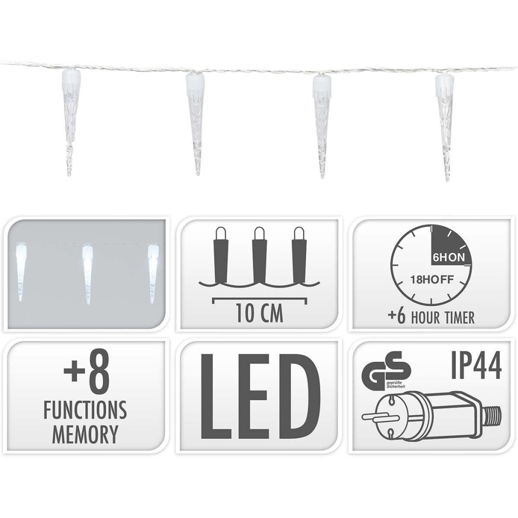 S.I.A. S.I.A. Guirlandes de Noël Glaçons 100 LED 9,9M IP44 + Minuterie