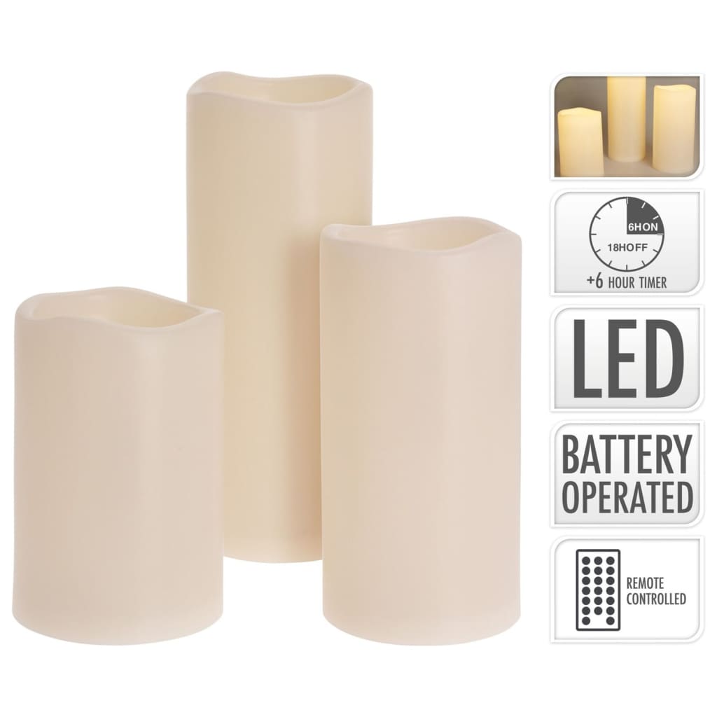 Ensemble de bougies LED Ambiance 3 pièces avec télécommande