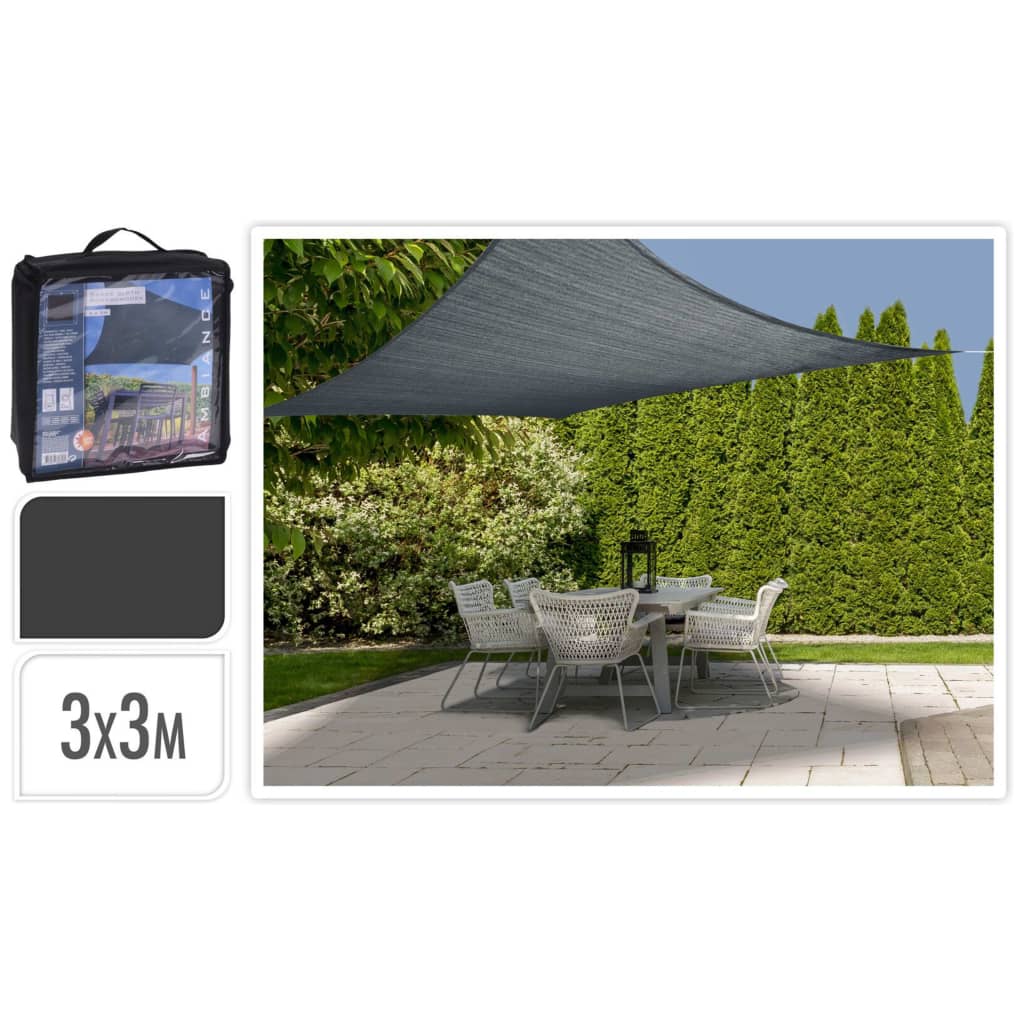 Progarden Shade tissu carré 3x3 m gris foncé