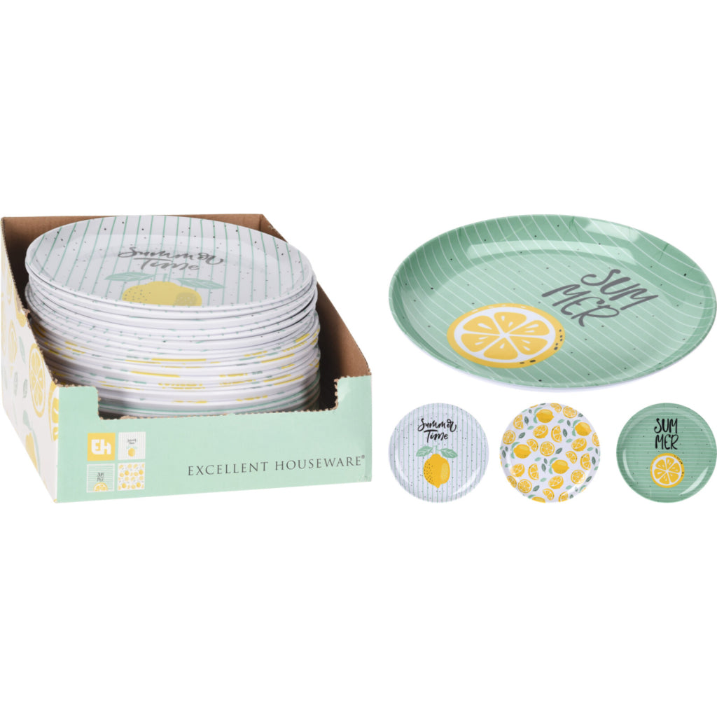 Excellente assiette ménagère ø20 cm citron 3 assortis