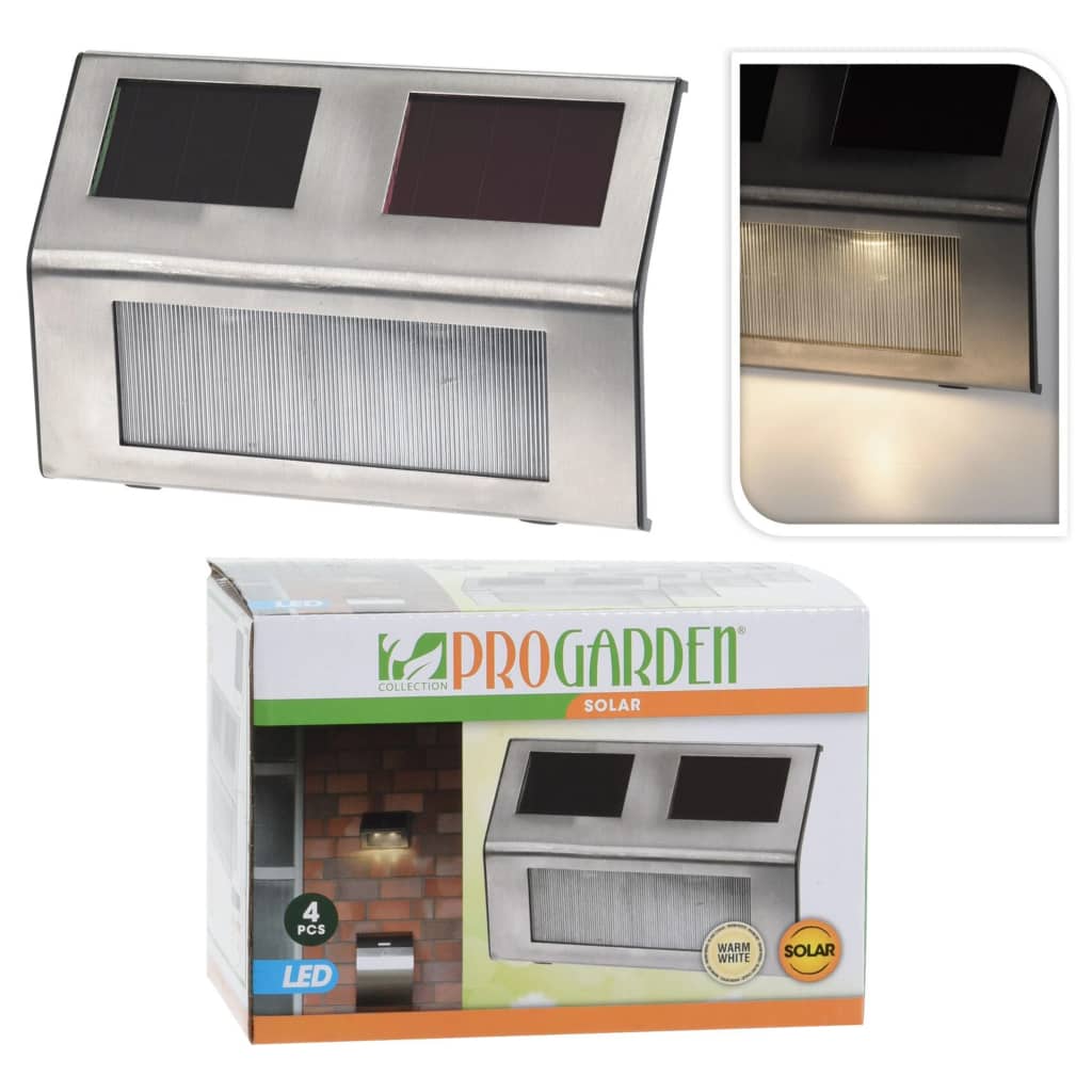 Progarden en 4 parties lampe de jardin en acier inoxydable à LED solaire