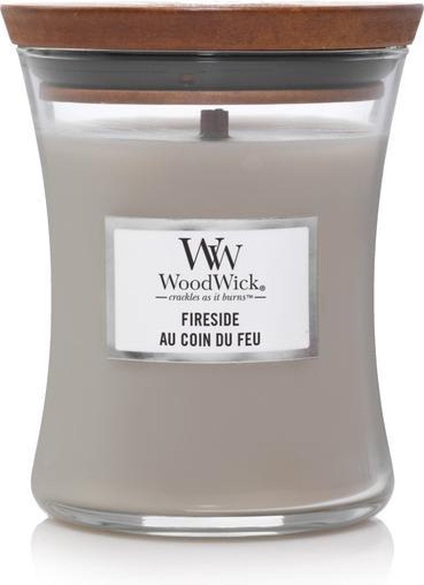Bougie parfumée moyenne Woodwick Hourglass - au coin du feu - 60 heures de combustion
