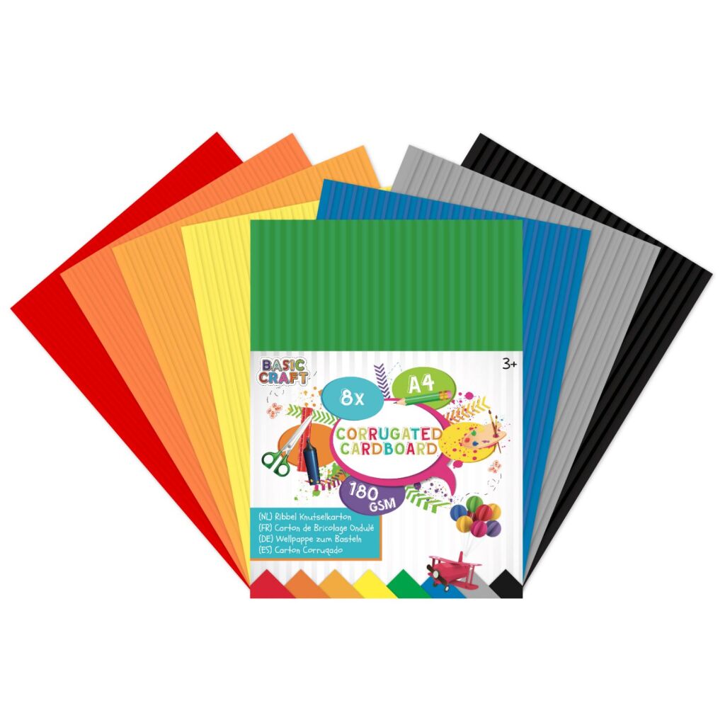 Basic Craft Basic Craft Carton Ondulé 180 grammes A4 8 Pièces