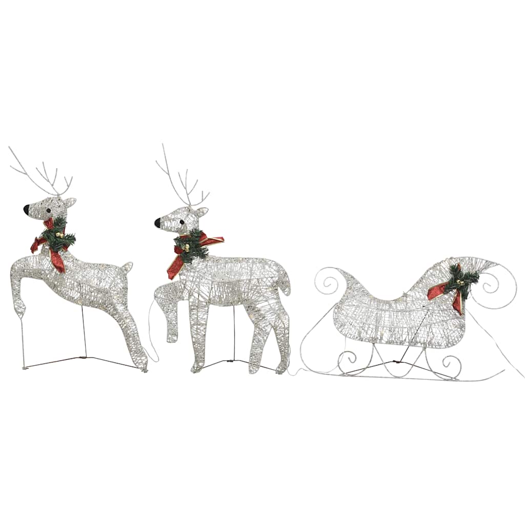 VidaXL décoration de Noël renne et traîneau 60 LED couleur or