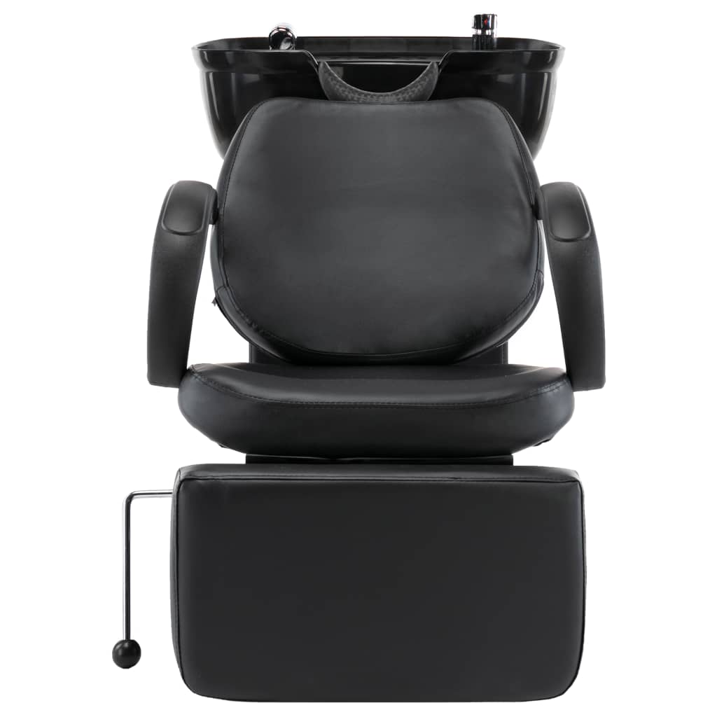 VidaXL Chaise de lavage avec évier simili cuir noir