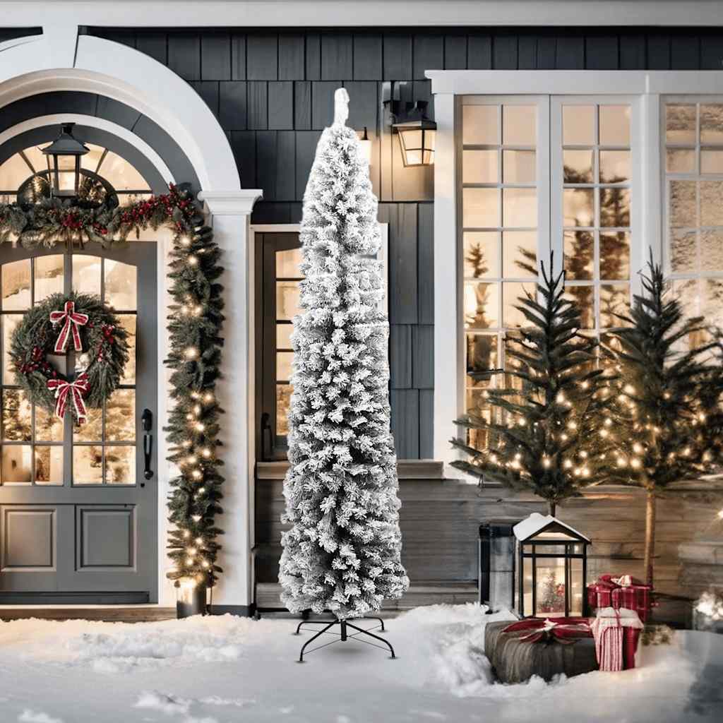 Vidaxx sapin de Noël artificiel avec neige étroit 210 cm PVC vert