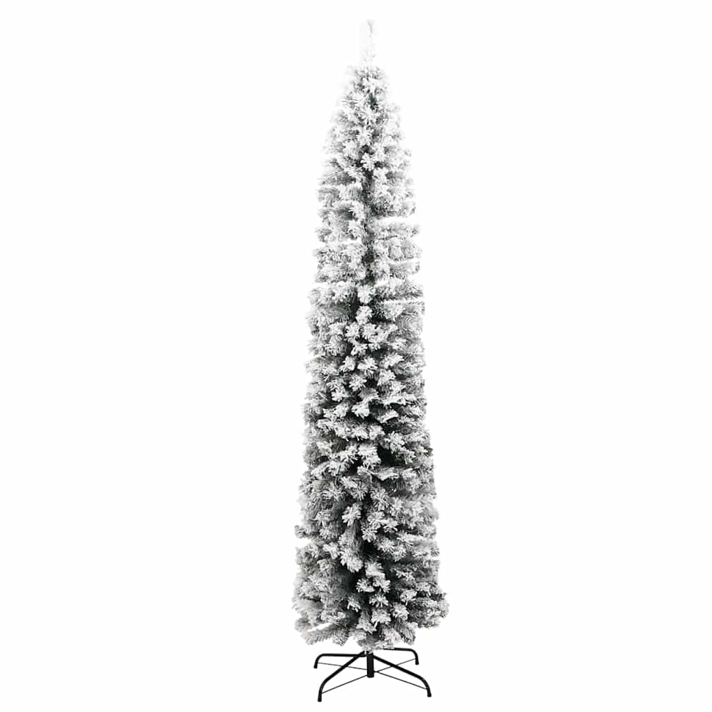 Vidaxx sapin de Noël artificiel avec neige étroit 210 cm PVC vert