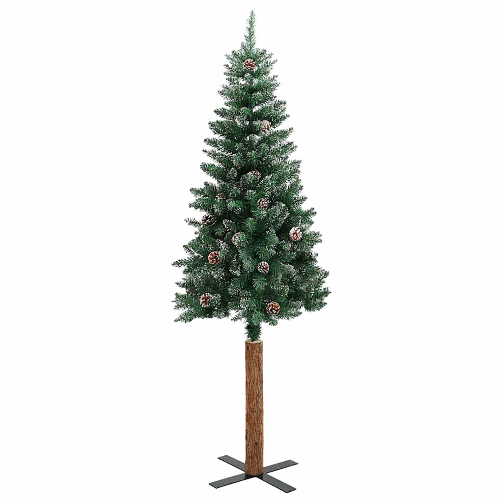 Vidaxl Christmas Tree avec du vrai bois et de la neige étroite 150 cm verts
