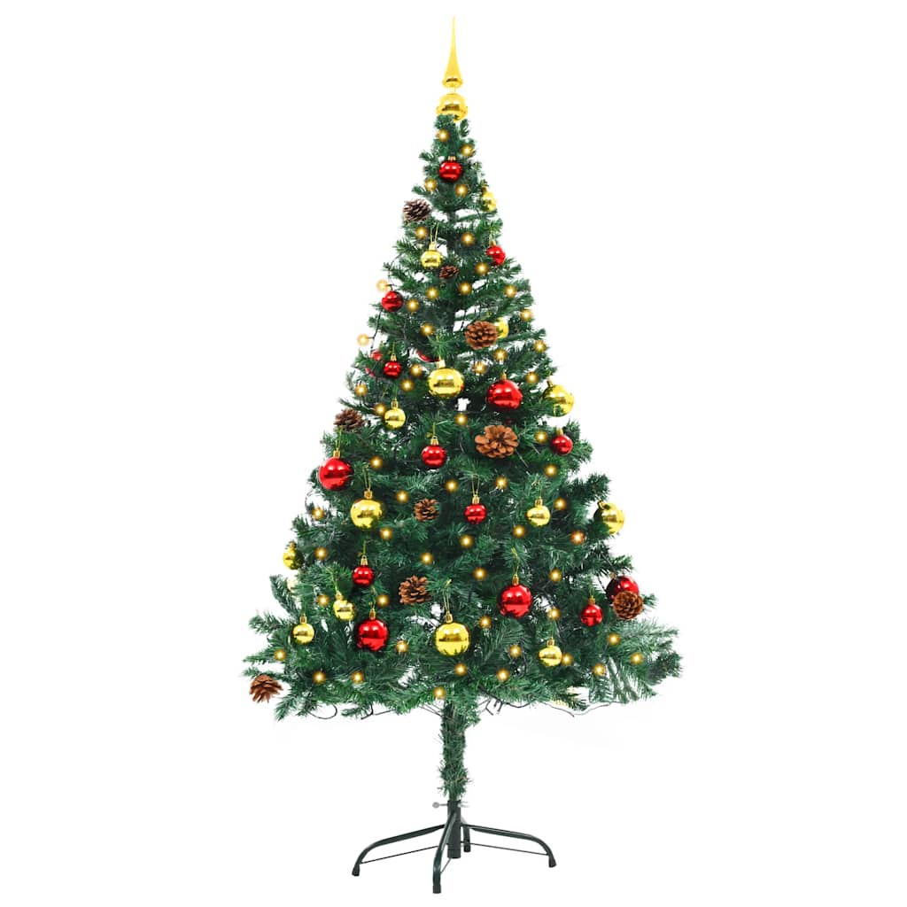Vidaxl kunstkerstboom avec éclairage et balles de Noël 150 cm verts