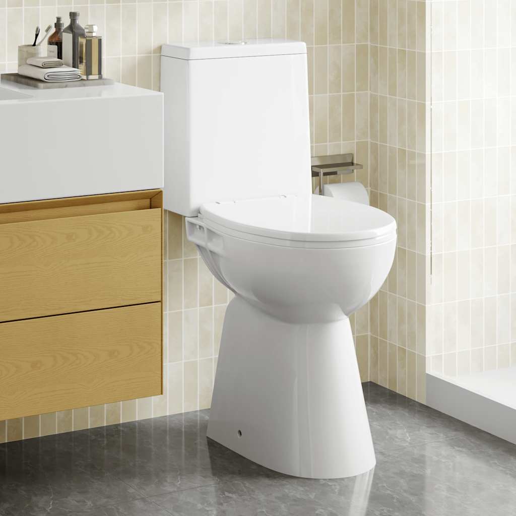 VidaXL WC sans rebord 7 cm hauteur supplémentaire fermeture amortie céramique blanc
