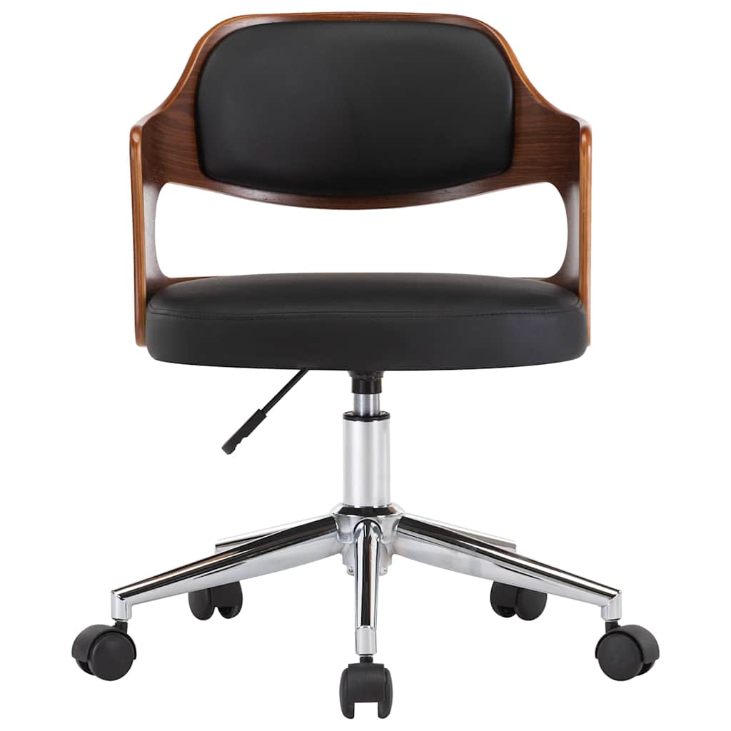 Vidaxl eetkamerstoelen draaibaar 2 st gebogen hout en kunstleer zwart
