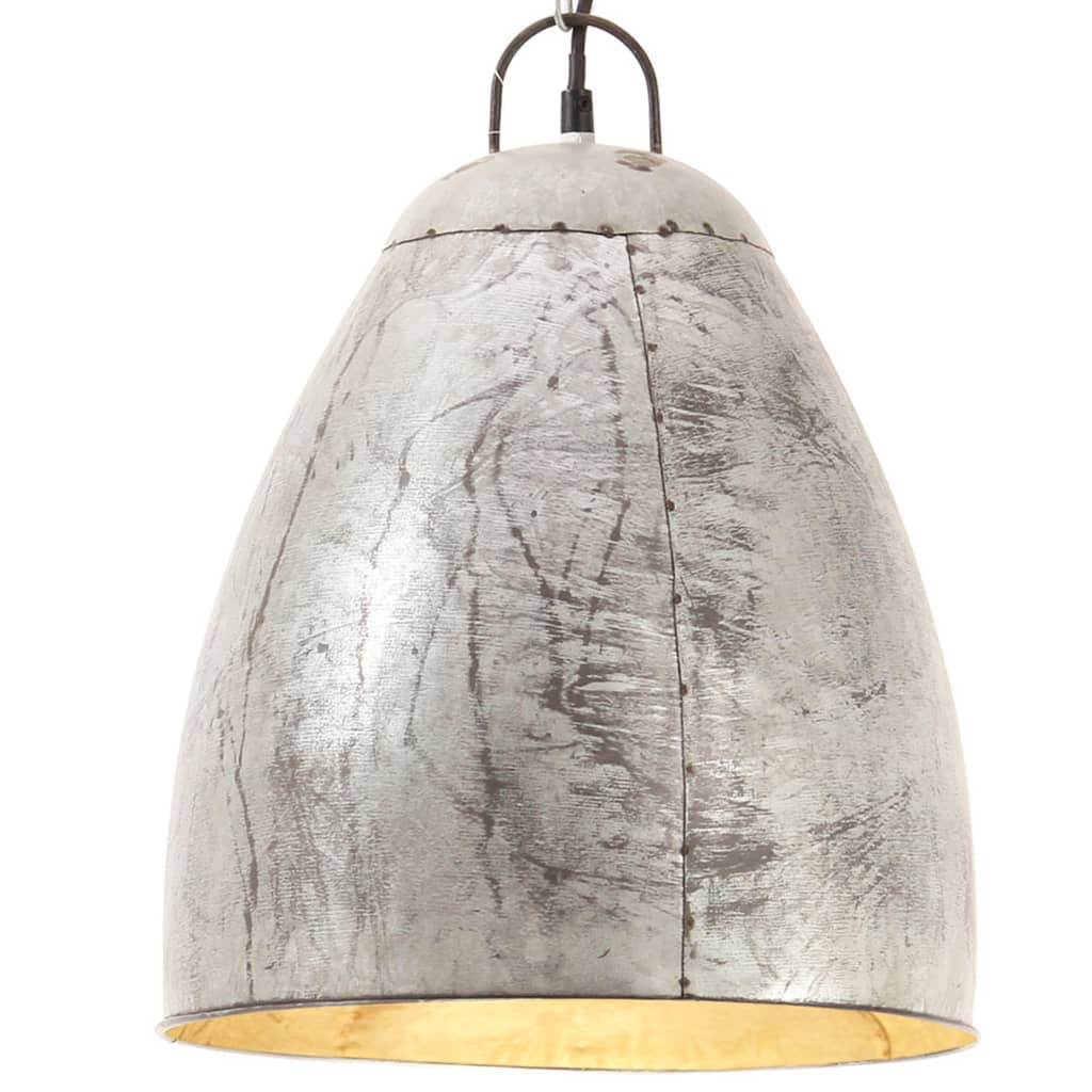 Vidaxx lampe à suspension industrielle ronde 25 w e27 32 cm couleur argent