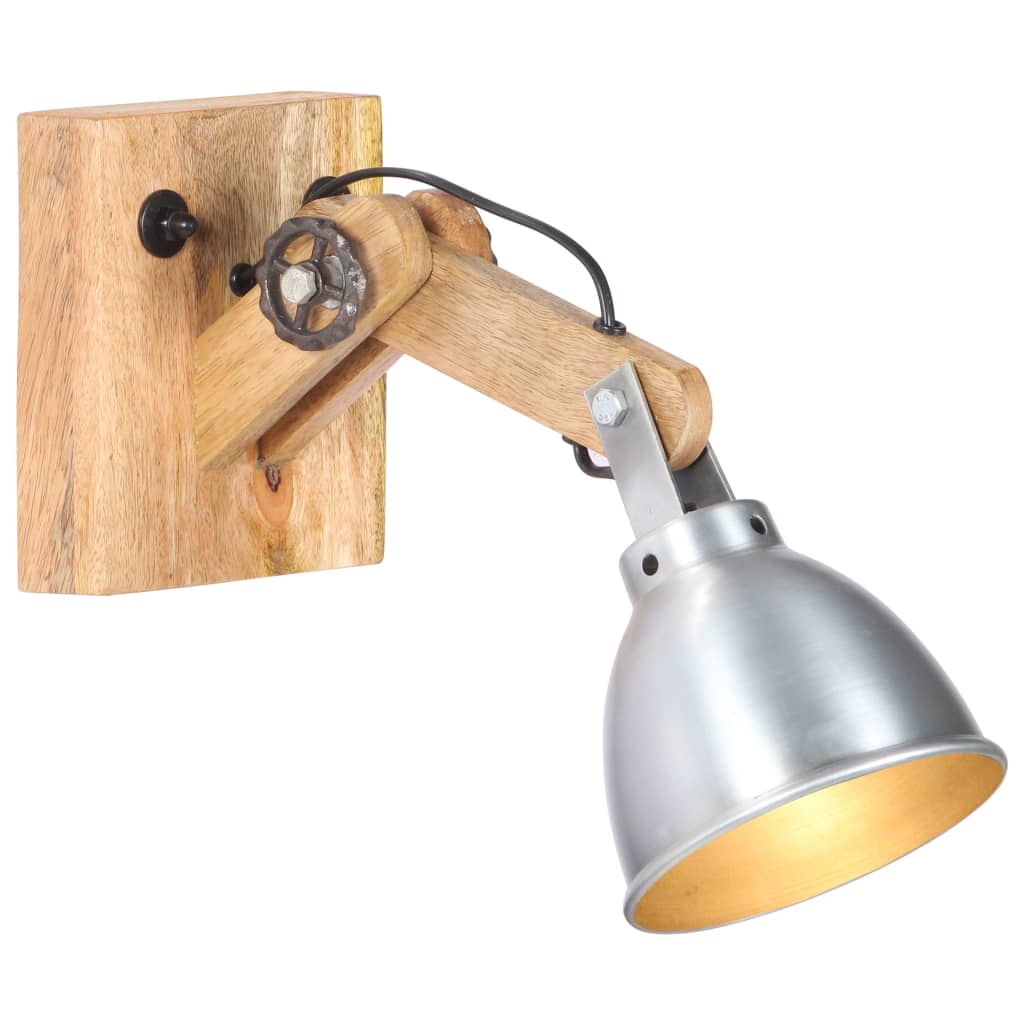 VidaXL applique E27 en bois de manguier massif et fer argenté
