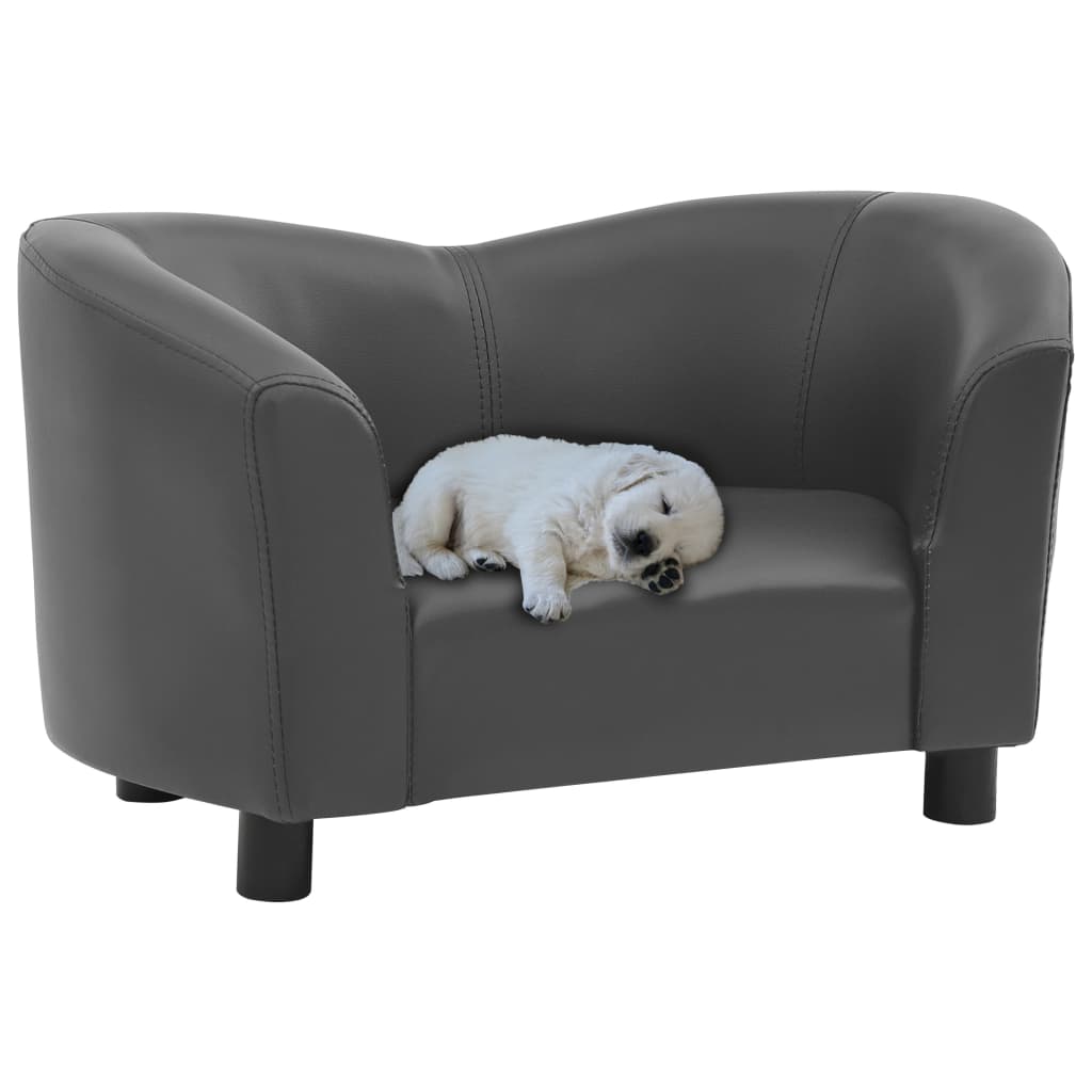 Vidaxxl canapé pour chien 67x41x39 cm cuir artificiel gris