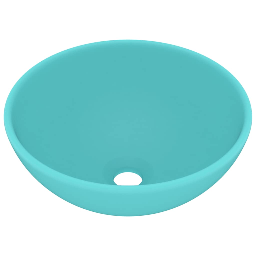 Vidaxl Washbasin Round 32.5x14 cm Ceramic Matt Green clair