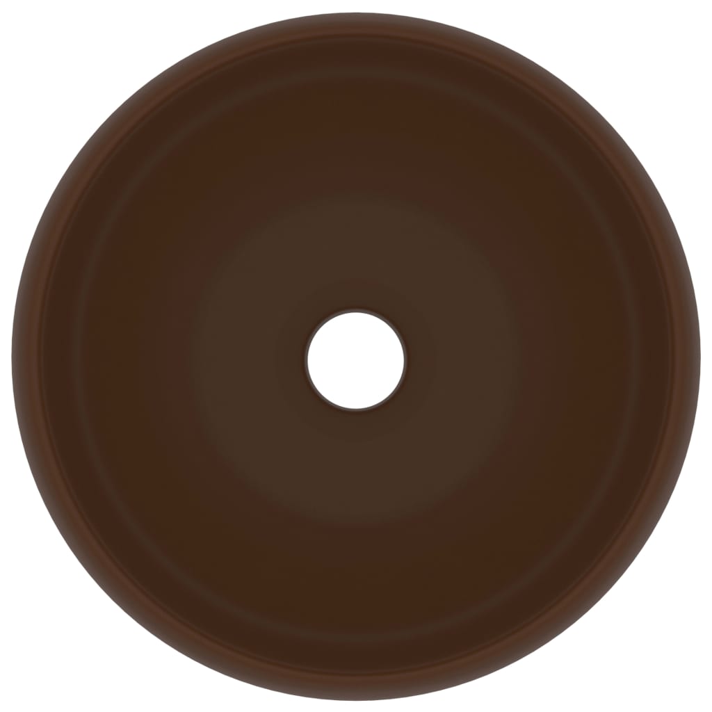 Vidaxl Washbasin Round 40x15 cm Cerramic Matt Dark Brown