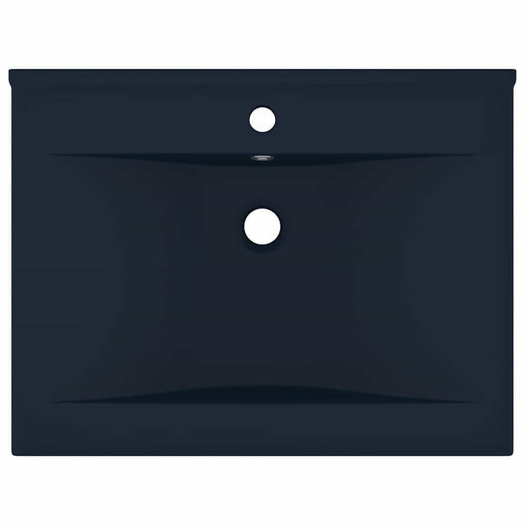 Vidaxl Washingin avec trou de robinet 60x46 cm Mat de céramique bleu foncé
