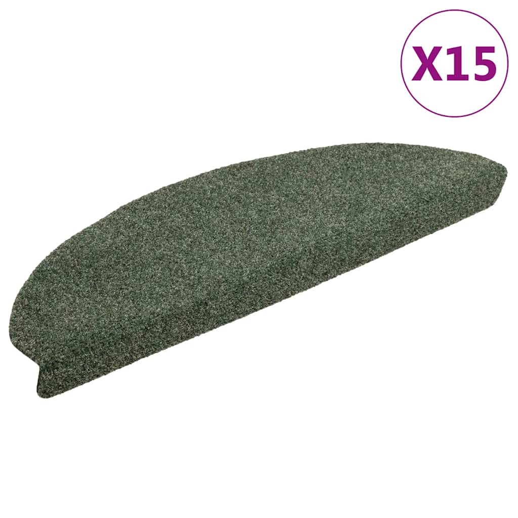 Mattes d'escalier vidaxl auto-adhésifs 15 pièces 65x21x4 cm Hémisphère vert grand