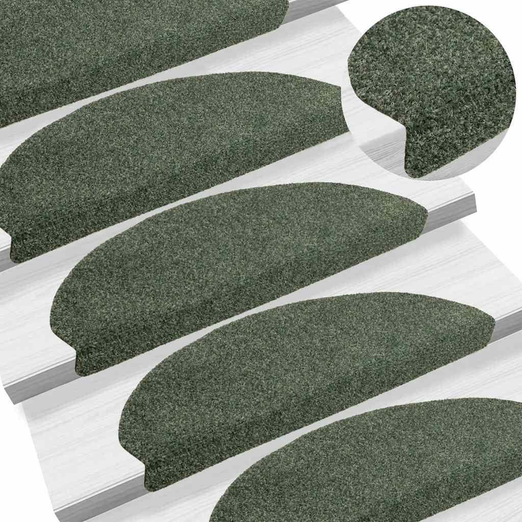 Mattes d'escalier vidaxl auto-adhésifs 15 pièces 65x21x4 cm Hémisphère vert grand