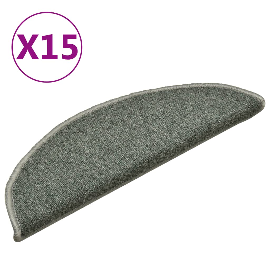 Vidaxx tapis d'escalier 15 pcs 56x17x3 cm vert foncé semi-circulaire