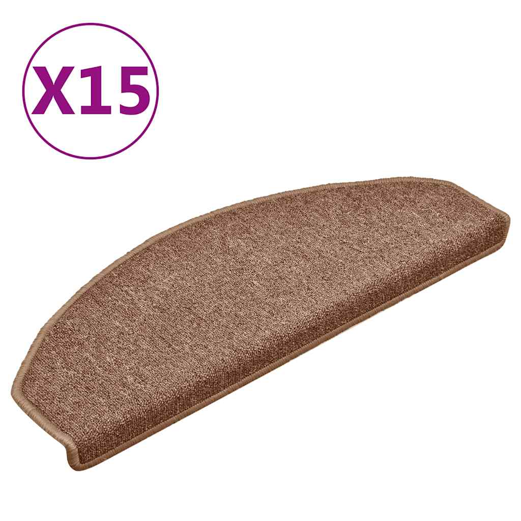 Mattes d'escalier Vidaxl 15 ST 65X24X4 CM BROWN SEMI-ROUNDS