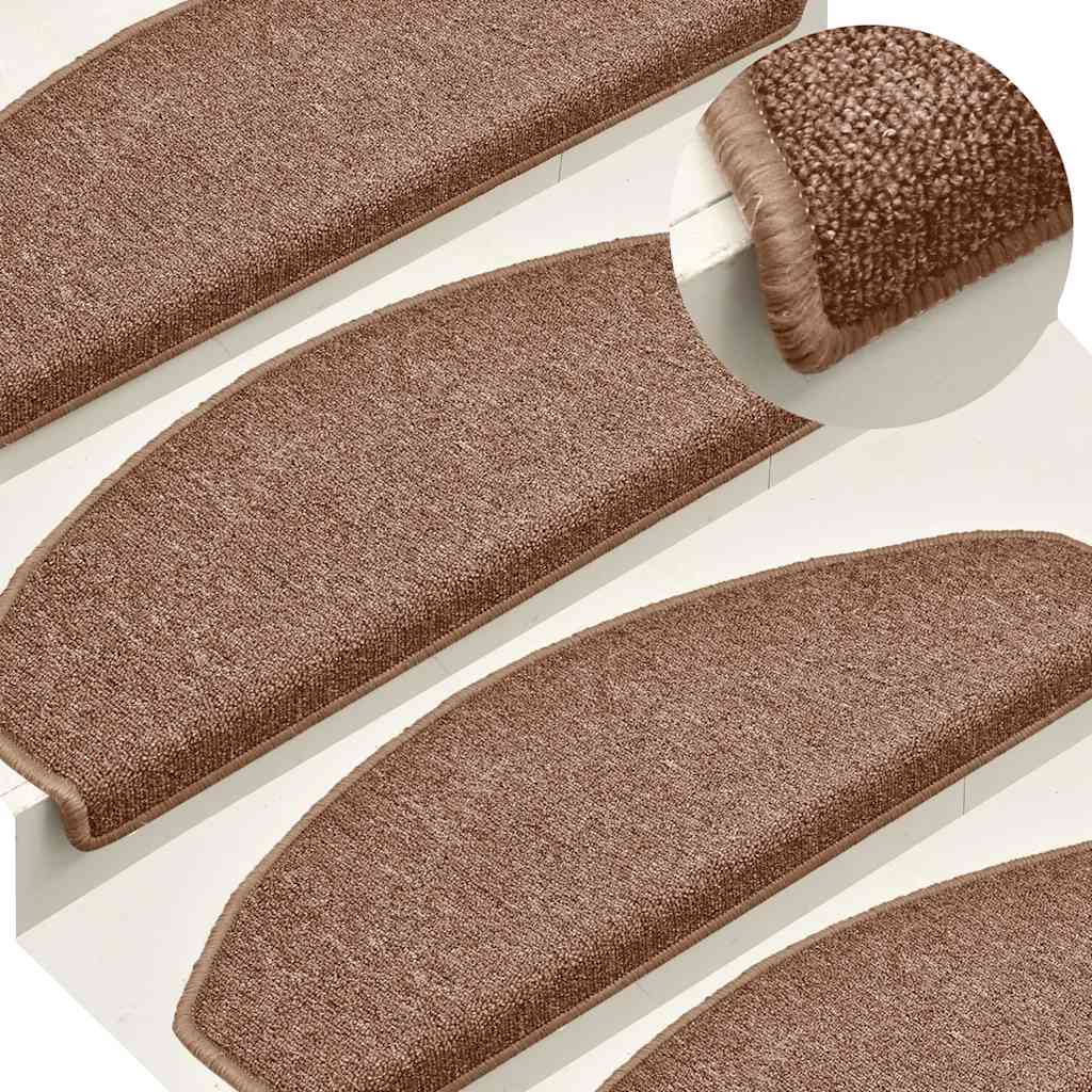 Mattes d'escalier Vidaxl 15 ST 65X24X4 CM BROWN SEMI-ROUNDS