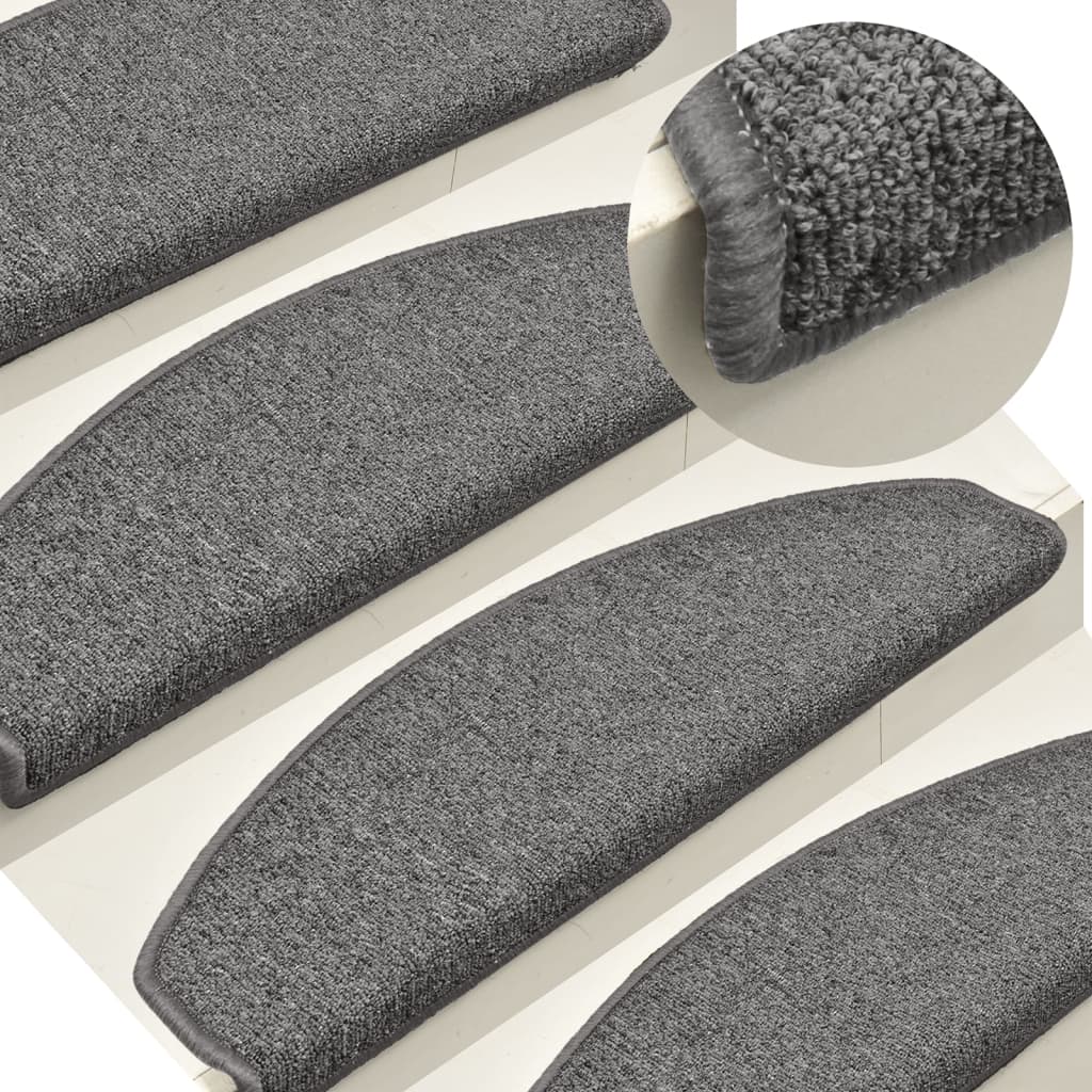 Mattes d'escalier Vidaxl 15 st 65x24x4 cm Hémisphère gris foncé grand