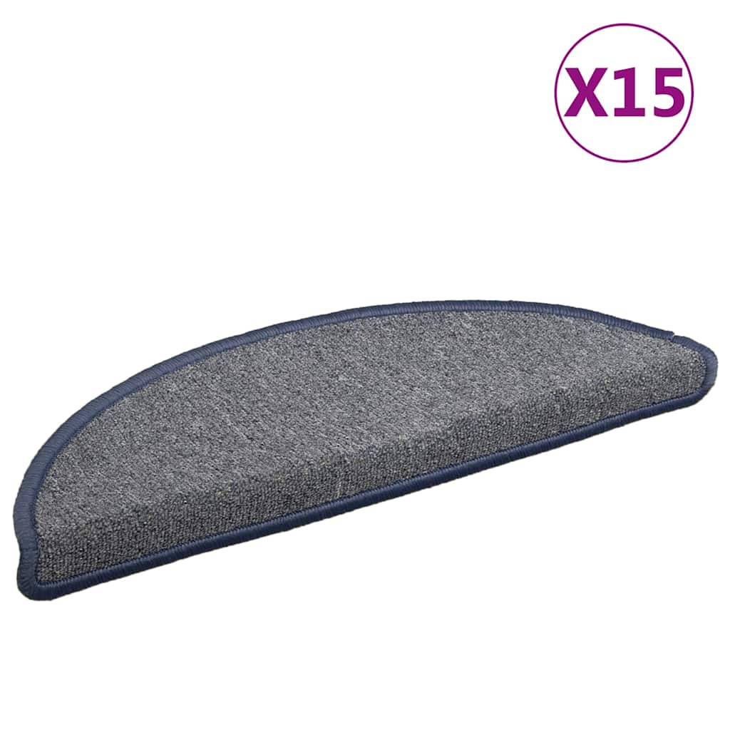 Mattes d'escalier Vidaxl 15 st 56x17x3 cm gris clair et bleu hémisphère